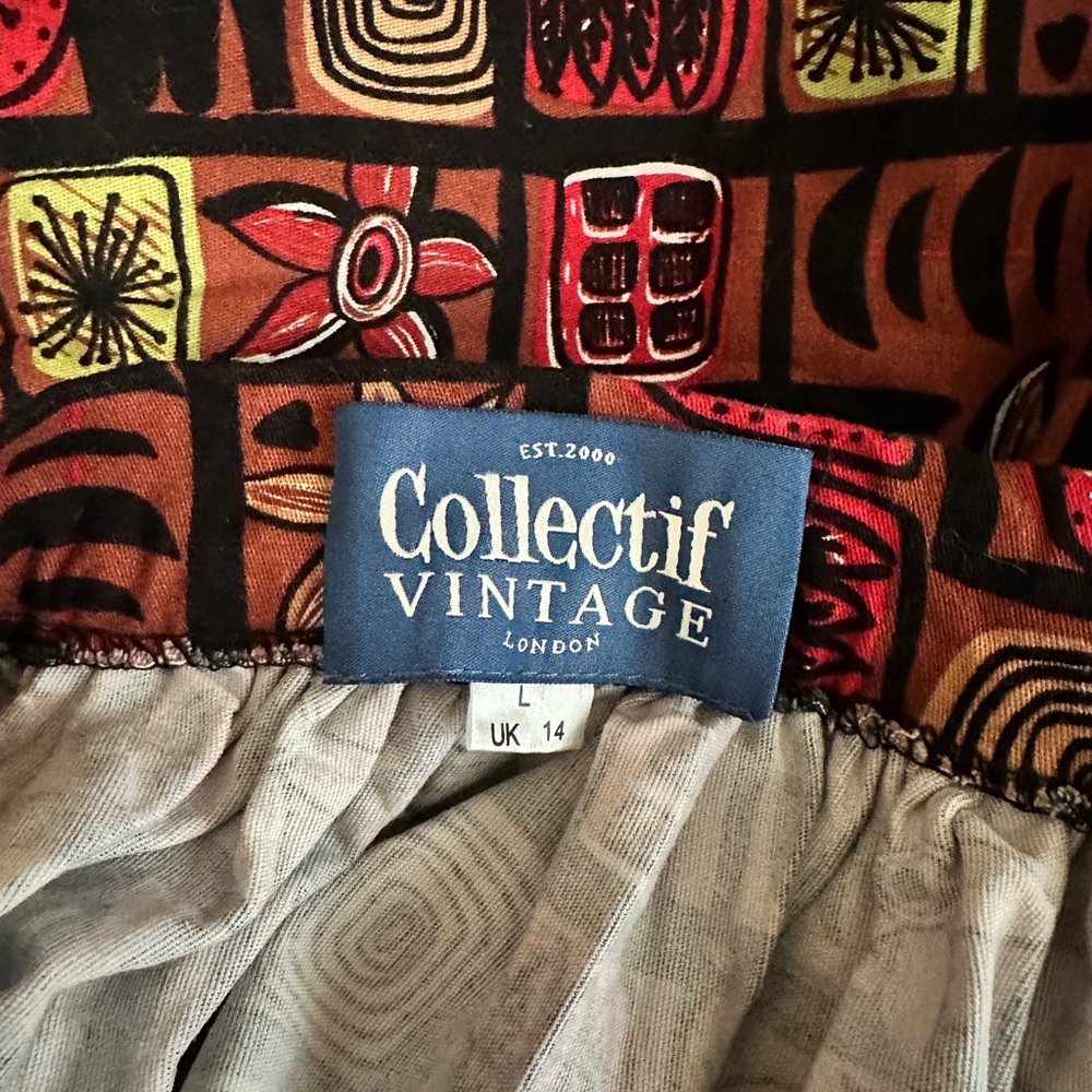 Collectif Tiki Multicolor A-Line Skirt - Picture 4 of 6